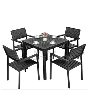 Outdoor Patio Set of Metal Aluminum Table and 4 Chairs