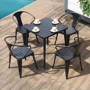 Outdoor Wooden Table and Chair Set (By 4)