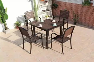 Outdoor Patio Set of Metal Aluminum Table and 4 Chairs
