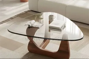 Glass Centre Table With Wooden Leg.