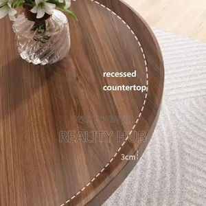 Round Industrial Coffee Table - (Color : Walnut, Size : 1set 80+60