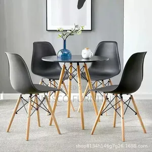 Set of Wooden Dinning Restaurant Table and Chairs