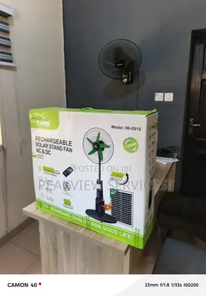 18” Iwin Rechargeable Solar Fan Ac/Dc Model Iw-8918