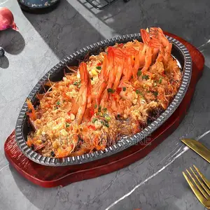 Cast Iron Pot Uncoated Pan Oval Frying Pan Fish Plate Double Ear