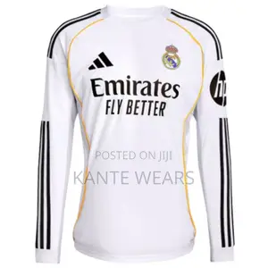Adidas Real Madrid Long Sleeve 2025/2026 Home Jersey