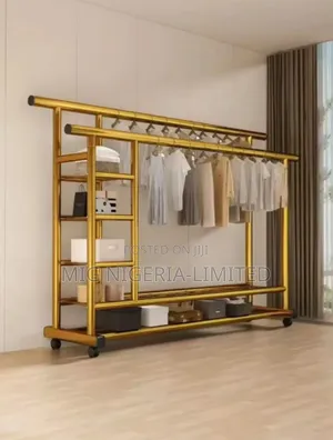 Movable Giant Metal Cloth Hanger and Shoe Rack White 100kg Bearing