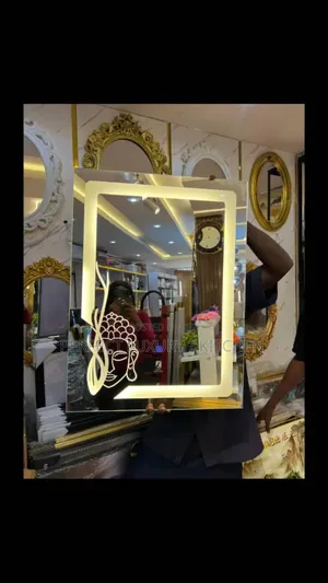 3 Colored Led Lights Mirror  With Designs