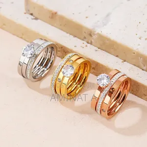 Engagement Wedding Ring Set (Silver, Gold Ir Rose Gold)