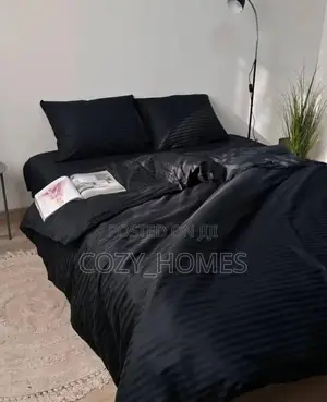 Black Luxury Stripe Polish Bedsheet and Duvet Set