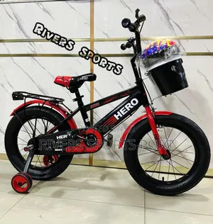 4-10 16" Bmx Kids Bike Bicycle With Training Wheels, Basket & Helmet