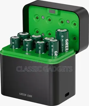 Green Lion Rechargeable 8*Aaa Battery Dock Usb-C - Black