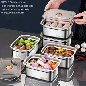 5pcs Stainless Steel Food Storage Boxes (T2mm7)