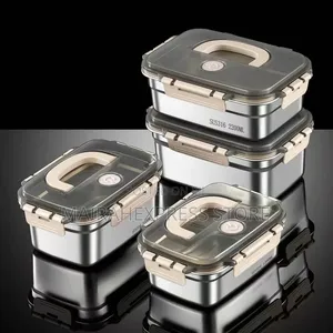5pcs Stainless Steel Handheld Food Storage Boxes (T2mm7)