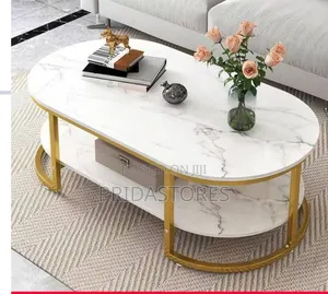Oval Faux Marble Coffee Table