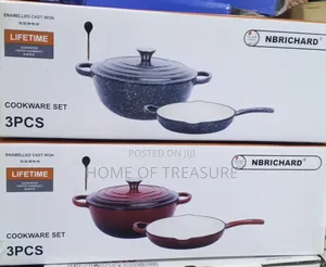 Nbrichard 3-Piece Enamelled Cast Iron Cookware Set