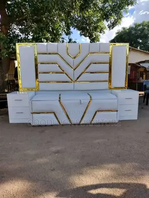 Whit and Gold Padding Bedframe