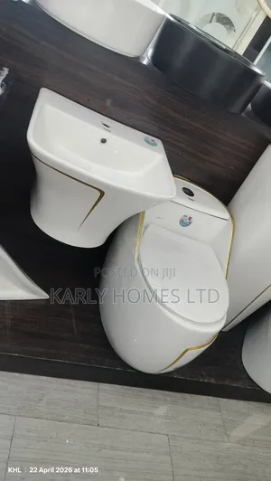 Luxury Modern Wc Wash Hand Basin Set (White Gold Finish)