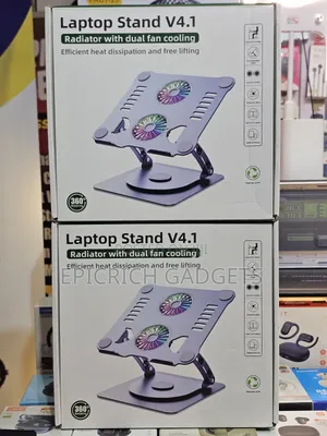 Laptop Stand With Radiator Dual Fan Cooling and 360 Rotation