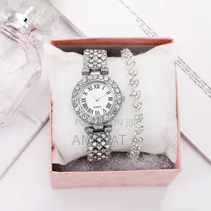 Unique Silver Ladies Watch and Bracelet Sets