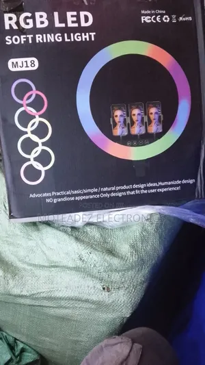 18" RGB Multicolour Ring Light W/Remote, Phone Holder, Stand