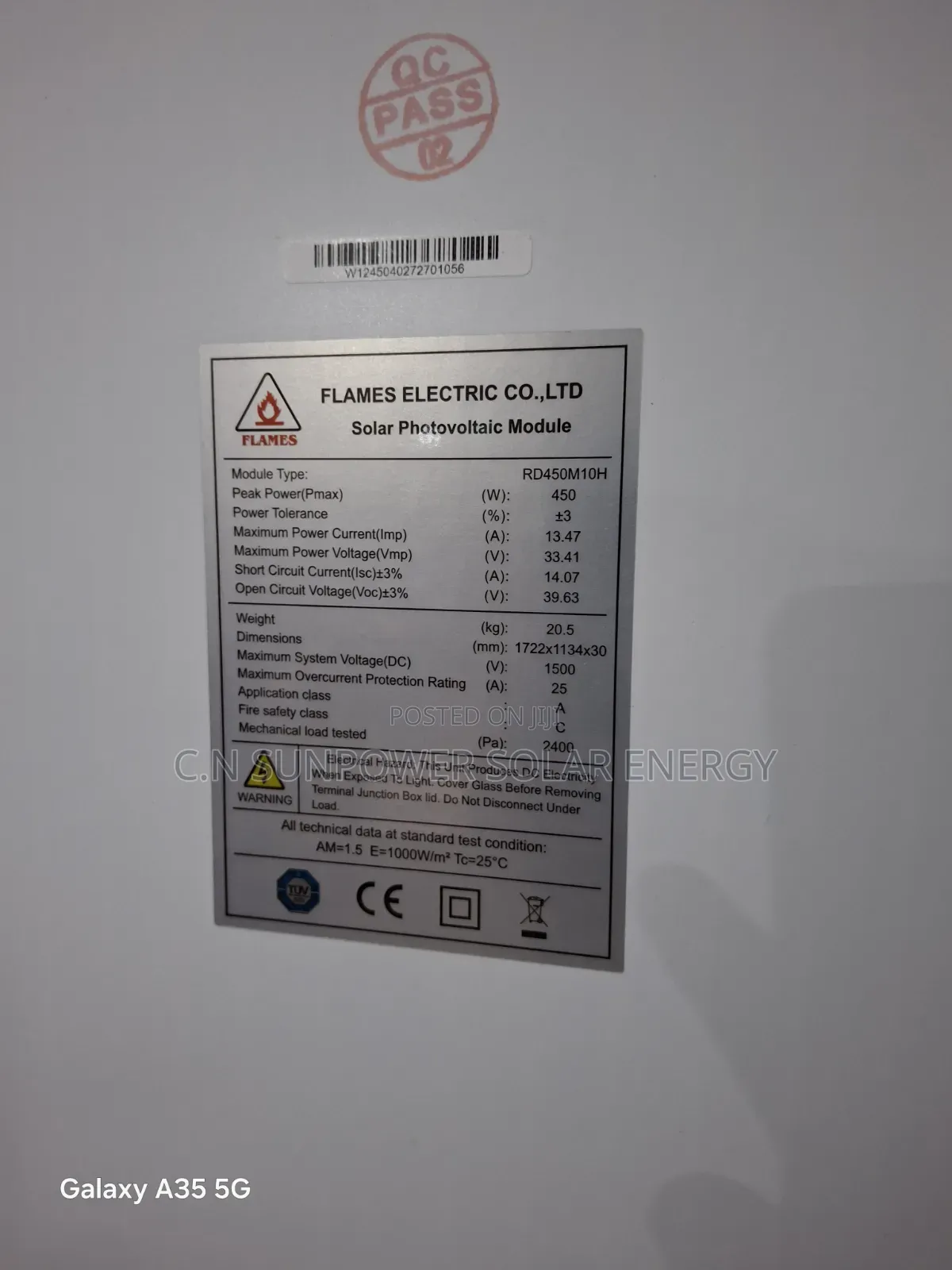 450w/33v Solar Panels