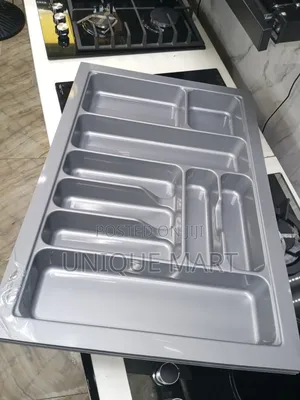 80 Cm Kitchen Cutlery Tray Organizer, Made of Gray PVC Plastic