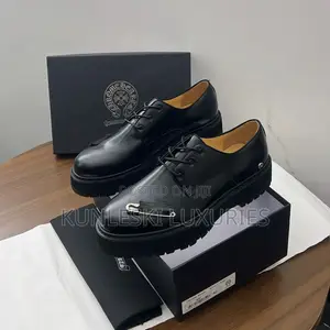 Original Chrome Hearts Derby Black Leather Shoe