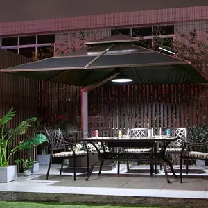 Modern Galvanized Steel With Pc Roof Solar Light Umbrella(3m X 3m)