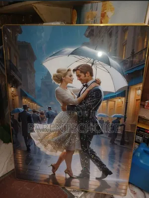 Majestic White Horse /Couple Dancing in the Rain Frame 60 X 80