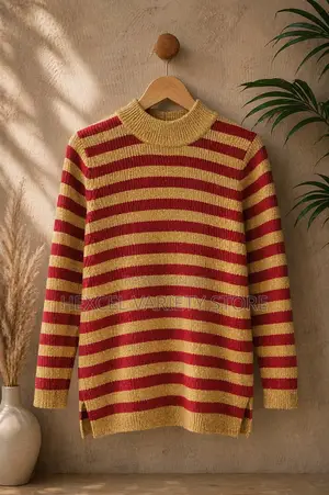 Knitted Sweater – Long Sleeve Pullover (Red Gold)