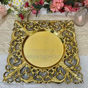 Wedding Decoration Serving Dishes Gold Square Charger Plate 50pcs