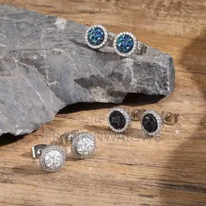 Shatterred Zircon Stud Silver Earrings