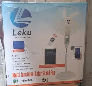 Leku 16-Inch Multifunctional Solar Stand Fan, Featuring Ac/Dc Dual