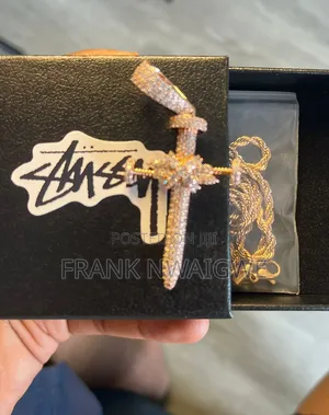 Stussy Iced Out Carbon Diamond Rose Gold Plated Steel Necklace