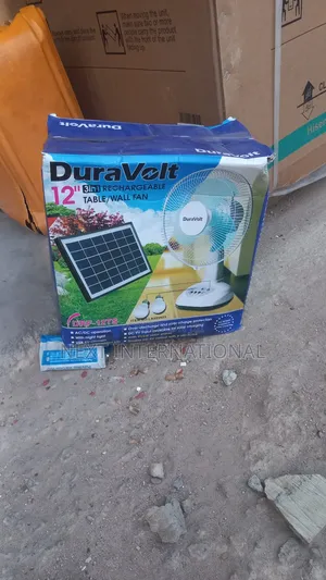 Duravolt Rechargeable Fan 12 Inches Table Fan With Panel and Bulbs