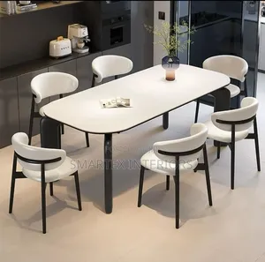 Best Quality Leather Iron Leg Dining Chair With Table