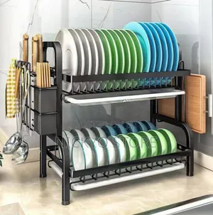 2 Tier Stainless Steel Kitchen Organizer Dish Drain Rack