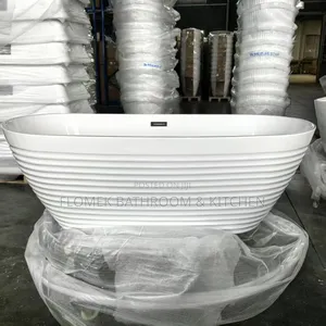 Luxury Freestanding Bathtub – Modern Ribbed Design | Premium Finish.