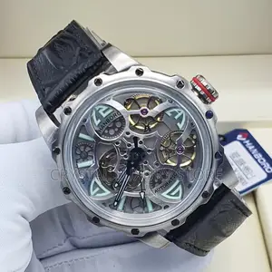 Hanboro Quality Luxury Men Chronograph Genuine Leather Wristwatch
