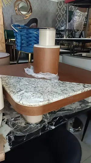 Contemporary Marble/Wood Top Center Table Set