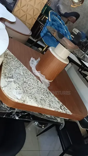 Contemporary Marble/Wood Top Center Table Set