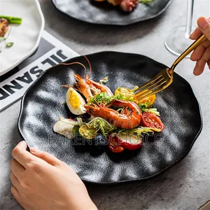 Melamine Designer Rock Round Plate - 12pcs