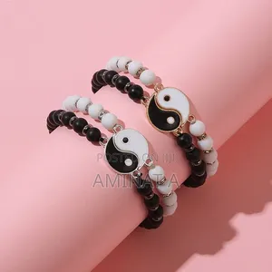 Bead Couple / Best Friend Bangle Bracelet - Gold or Silver