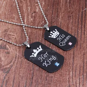 His Queen Her King Couple Best Friend Necklace Set