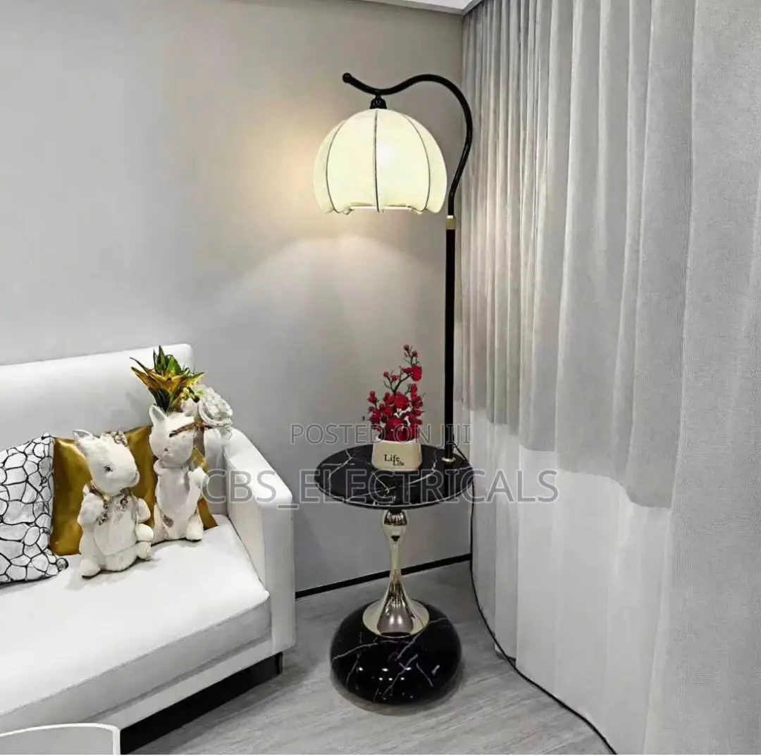 2-in-1 Luxury Led Floor Lamp + Marble Side Table