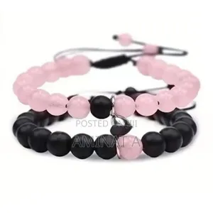 Crystal Couple Best Friend Magnetic Bracelet (Pink and Black)