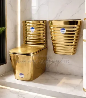 Executive Gold Color Toilet Seat With Hanging Wash Hand Basin