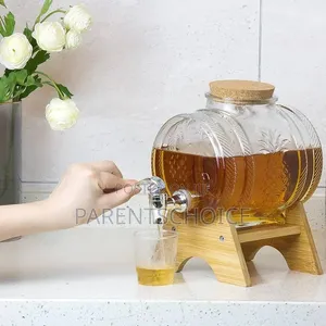 5l Glass Beverage Dispenser With Bamboo Stand