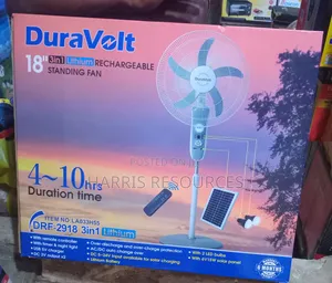 Duravolt 18inches 3 in 1 Lithium Battery Rechargeable Standing Fan