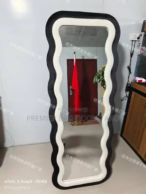 Wave Shapes Standing Mirror Black